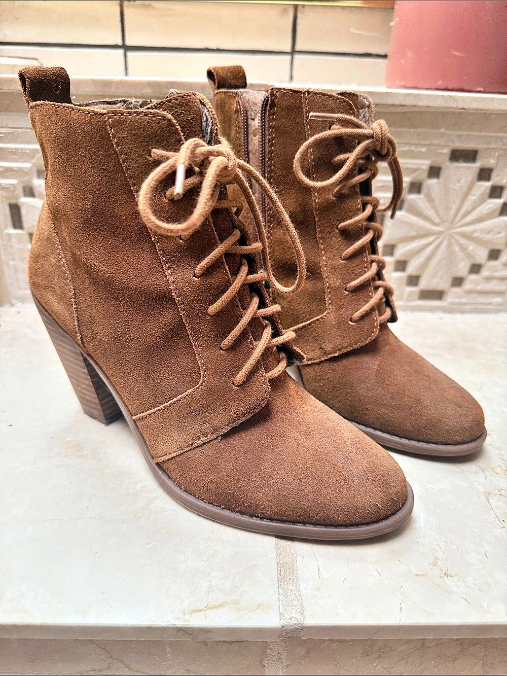 Brown Lace-Up Ankle Boots
